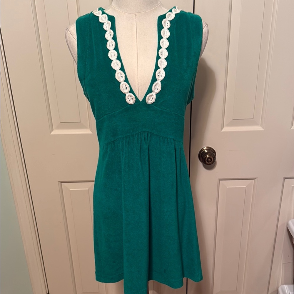 Tibi Green Swim Coverup with White Trim